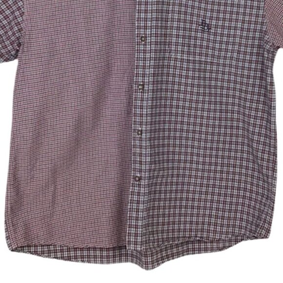 Bit & Bridle Mens XL Plaid Casual Button Down Shirt Short Sleeve Collar Red Blue - Picture 5 of 11